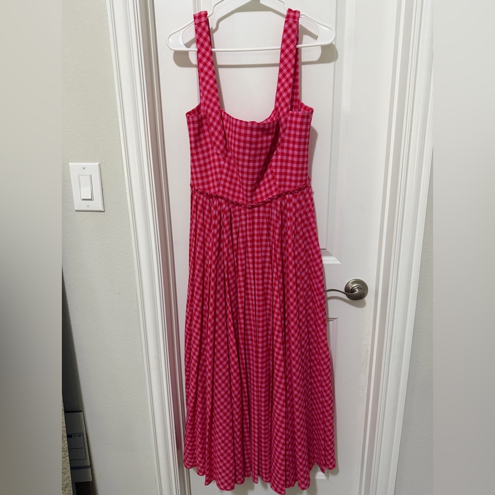 Lela Rose Cherry Gingham Square Neck Midi Dress, Size 10, NWT - Picture 3 of 6